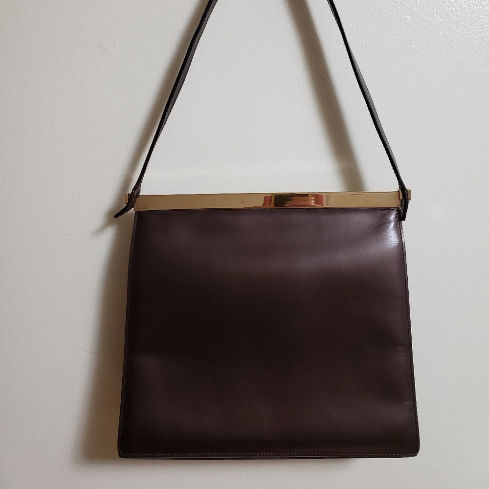 Authentic Gucci Shoulder bag Deep Brown Leather